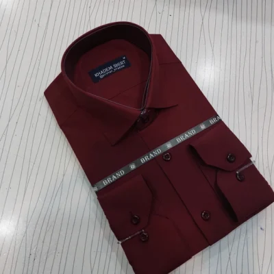 پیراهن مردانه داکرون ساده اداری زرشکی