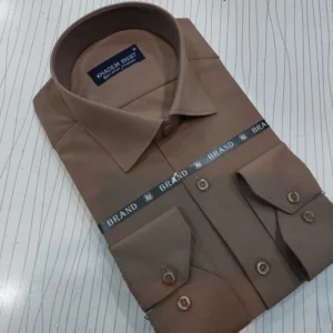پیراهن مردانه داکرون ساده اداری قهوه ای شکلاتی